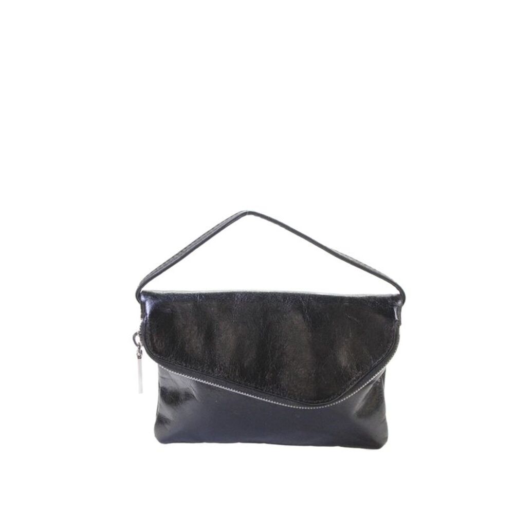 Hobo Womens Leather Zipper Flap Closure Mini Shoulder handbag Black